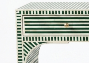 Bone Inlay Green & White 3 Drawer Console Table