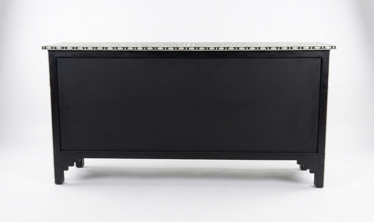 Mother of Pearl Inlay Black & White 7 Drawer Chest