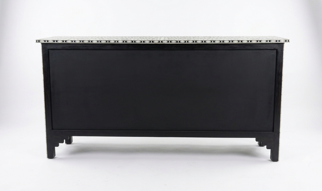 Mother of Pearl Inlay Black & White 7 Drawer Chest