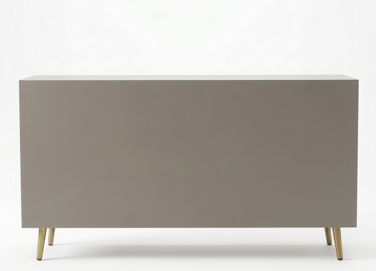Grey Bone Inlay 2 Drawer 4 Door Buffet Cabinet with Brass Handles