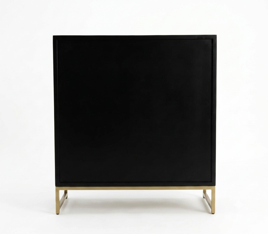 Mother of Pearl Inlay Black & White 4-Drawer 2-Door Cabinet