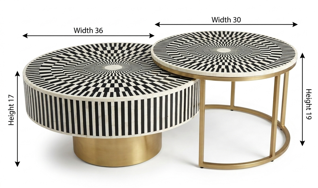 Black Bone Inlay Coffee Table & Nesting Table Set – 2 Piece