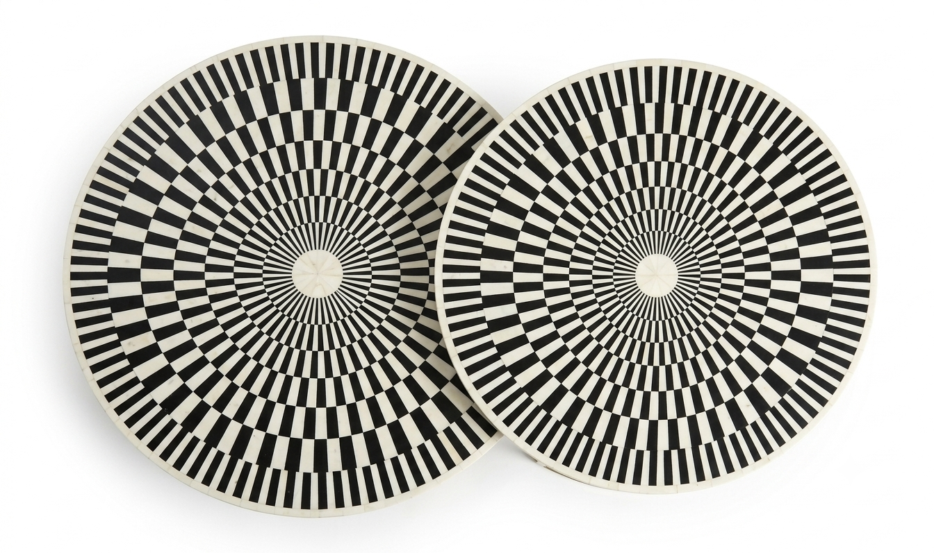Black Bone Inlay Coffee Table & Nesting Table Set – 2 Piece