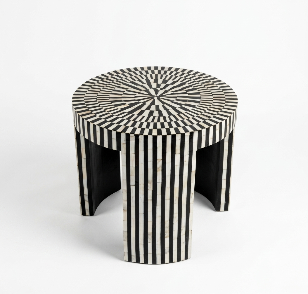Black Mother of Pearl Inlay Side Table