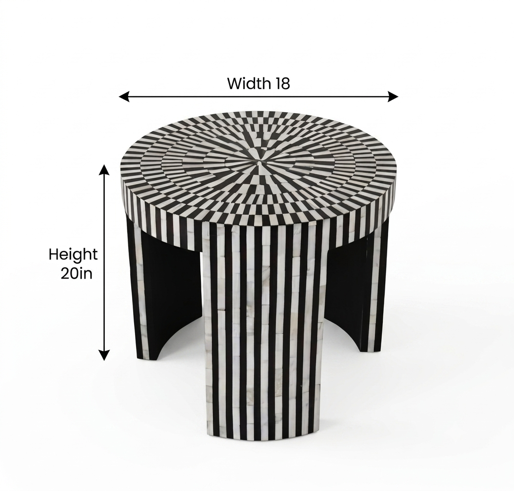 Black Mother of Pearl Inlay Side Table