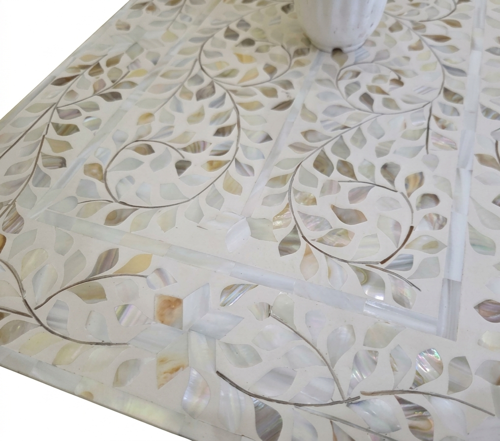 White Mother of Pearl Inlay 7 Drawer Chest of Drawers