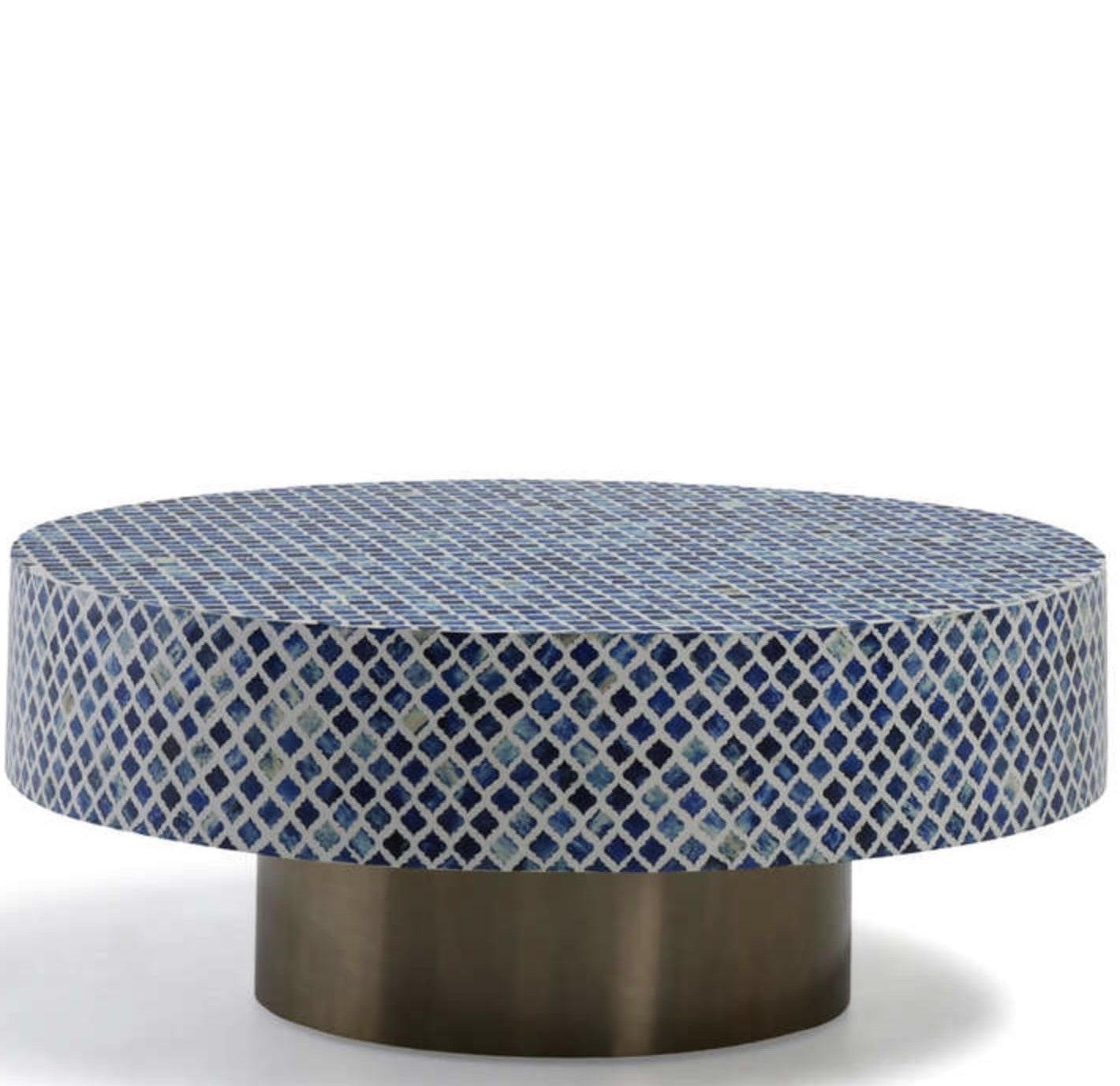 handmade bone inlay round coffee table, bone inlay table, bone inlay furniture, living room furniture