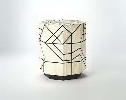Handmade Bone Inlay Side Table | Premium Bone End Table for Living Room Bedroom | Luxury Bone Furniture