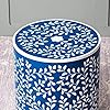 Elegant Bone Inlay Side Table/Ottoman| Ottoman Stool for Living Room | Pouffes for Sitting Printed Ottoman (Elegant Bone Inlay Side Table)
