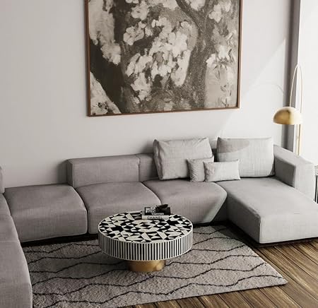 New Indian handmade bone onlay coffee table, black & white bone inlay table, bone inlay furniture items, ,home decore crafts