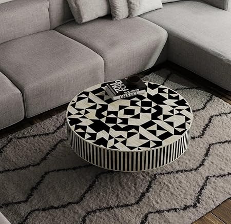 New Indian handmade bone onlay coffee table, black & white bone inlay table, bone inlay furniture items, ,home decore crafts