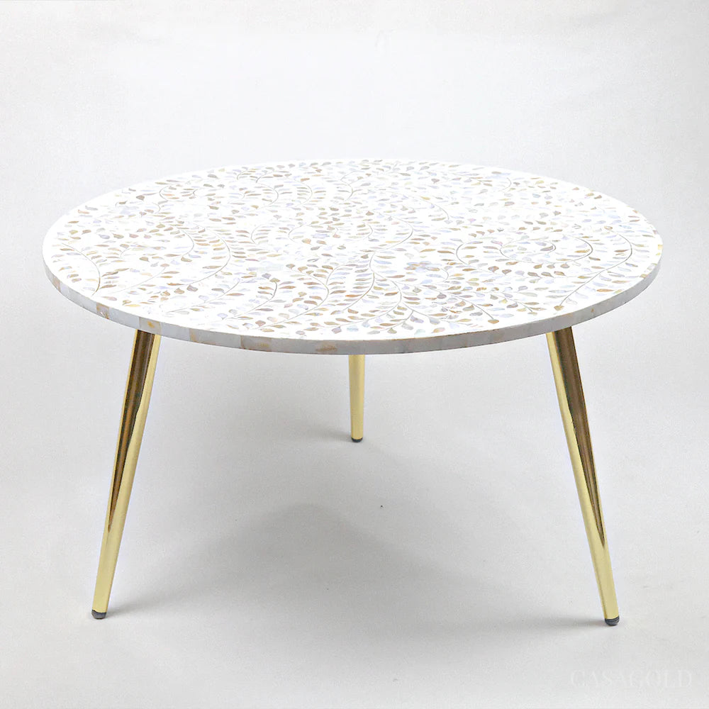 bone inlay India, mother of pearl inlay round coffee table living room table mop inlay furniture