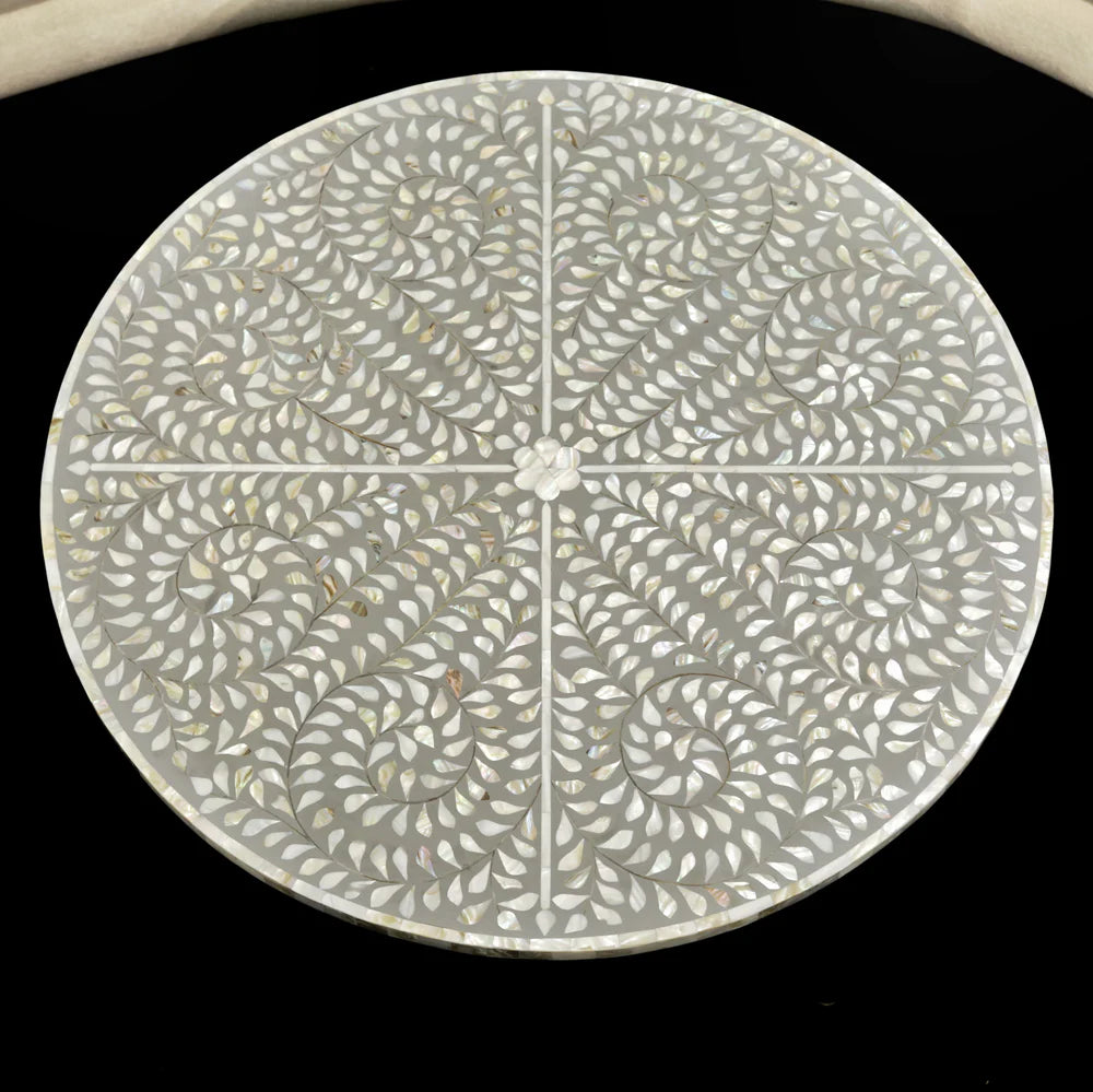 bone inlay India, mother of pearl inlay round coffee table living room table mop inlay furniture