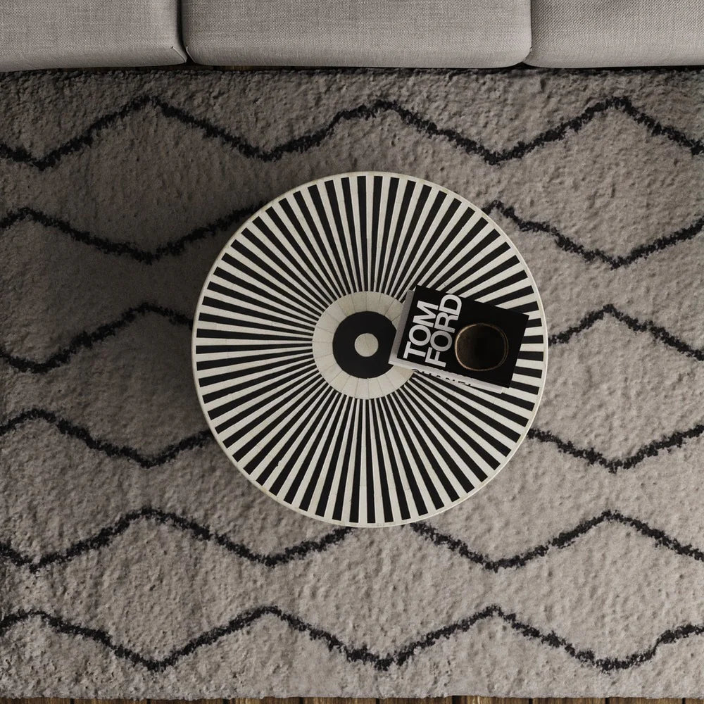 Inlay Round Coffee Table- Makayla bone inlay coffee table