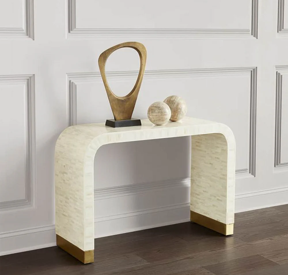 Bone Inlay Entryway Ethereal Elegance Console,u table