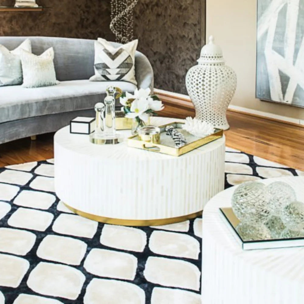 Inlay Round Coffee Table- Makayla mather of pearl coffee table