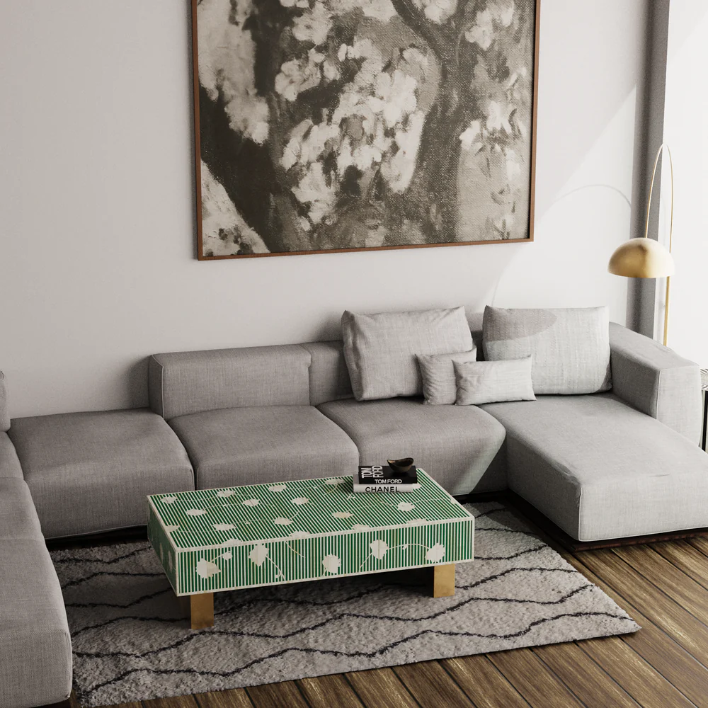 Inlay Luxom Rectangular Coffee Table - Floral Blossom ,bone inlay coffee table