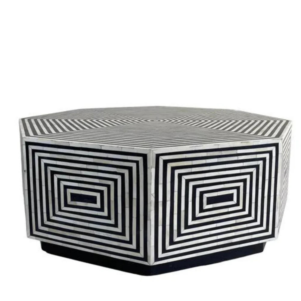 Inlay Hexagon Coffee Table - Harmony bone inlay funiture