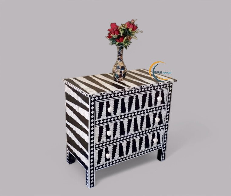 handmade bone inlay 3 drawer cabinet chest, bone inlay furniture, bone inlay chest