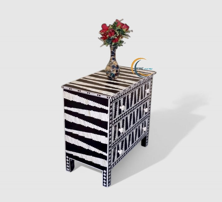 handmade bone inlay 3 drawer cabinet chest, bone inlay furniture, bone inlay chest