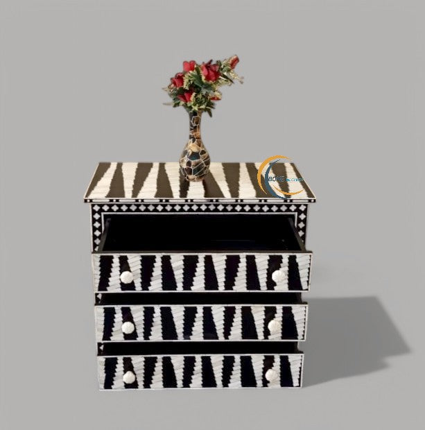 handmade bone inlay 3 drawer cabinet chest, bone inlay furniture, bone inlay chest