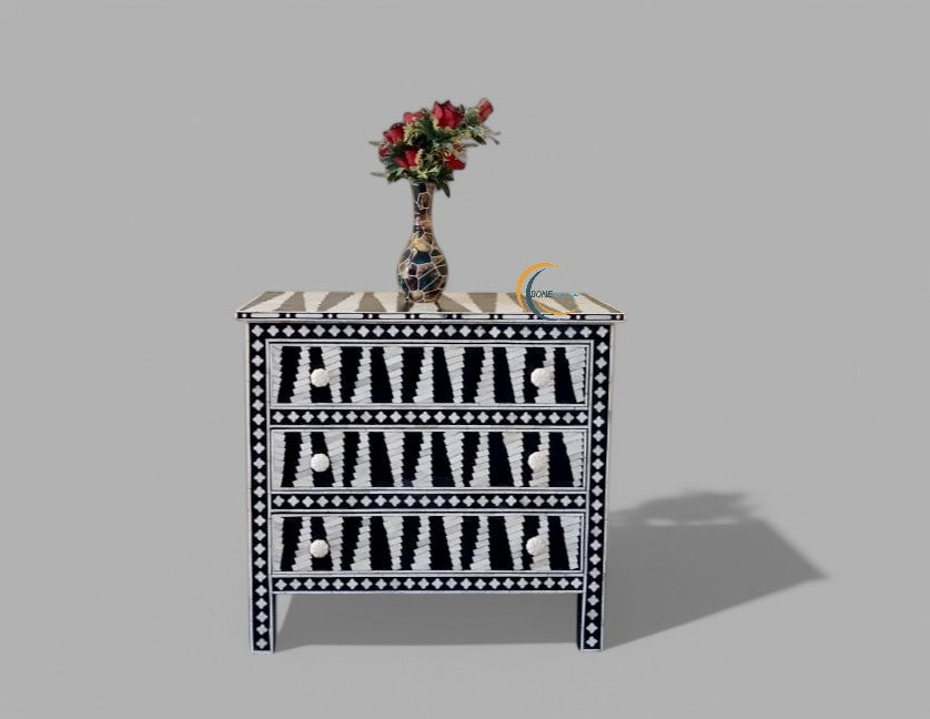 handmade bone inlay 3 drawer cabinet chest, bone inlay furniture, bone inlay chest