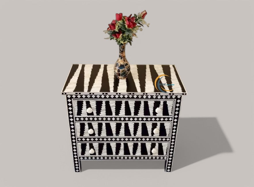 handmade bone inlay 3 drawer cabinet chest, bone inlay furniture, bone inlay chest