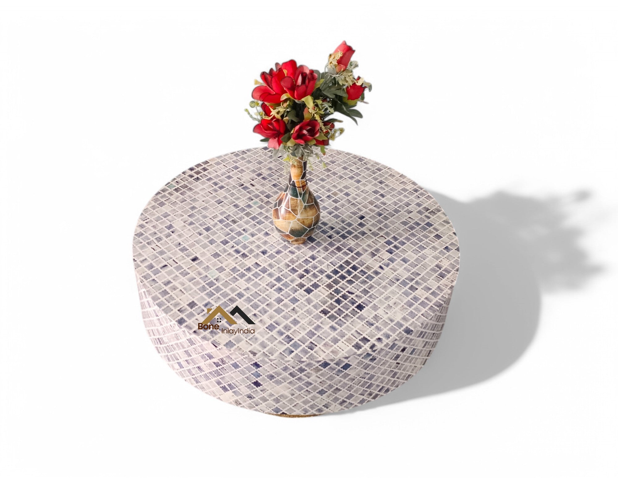 handmade bone inlay coffee table, color bone inlay table, bone inlay furniture,