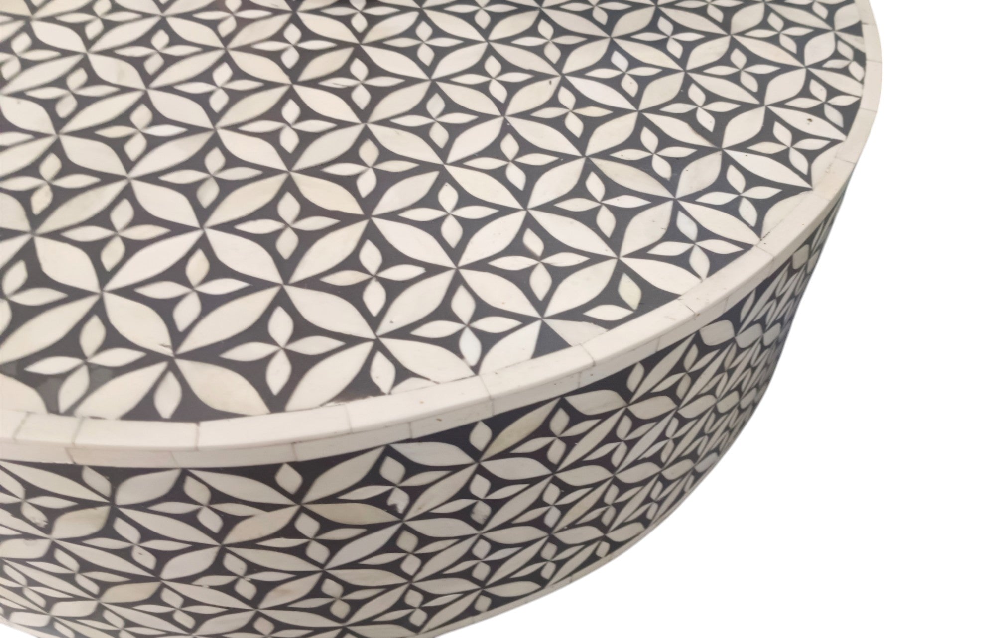 handmade bone inlay coffee table, bone inlay furniture, bone inlay table,