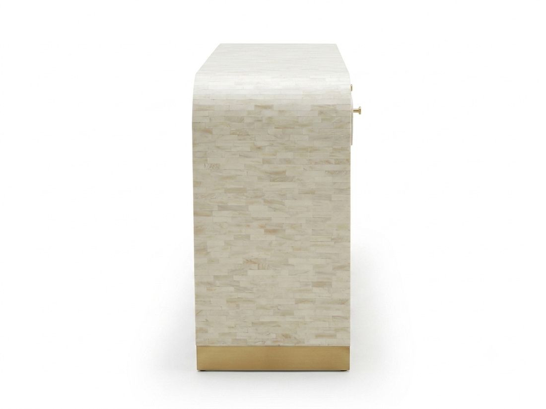 Bone Inlay Natural Bone 2-Drawer U-Shaped Console Table