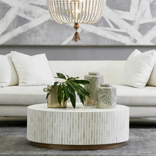 Inlay Round Coffee Table- Makayla mather of pearl coffee table