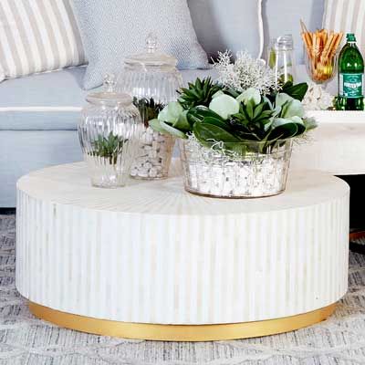 Inlay Round Coffee Table- Makayla mather of pearl coffee table