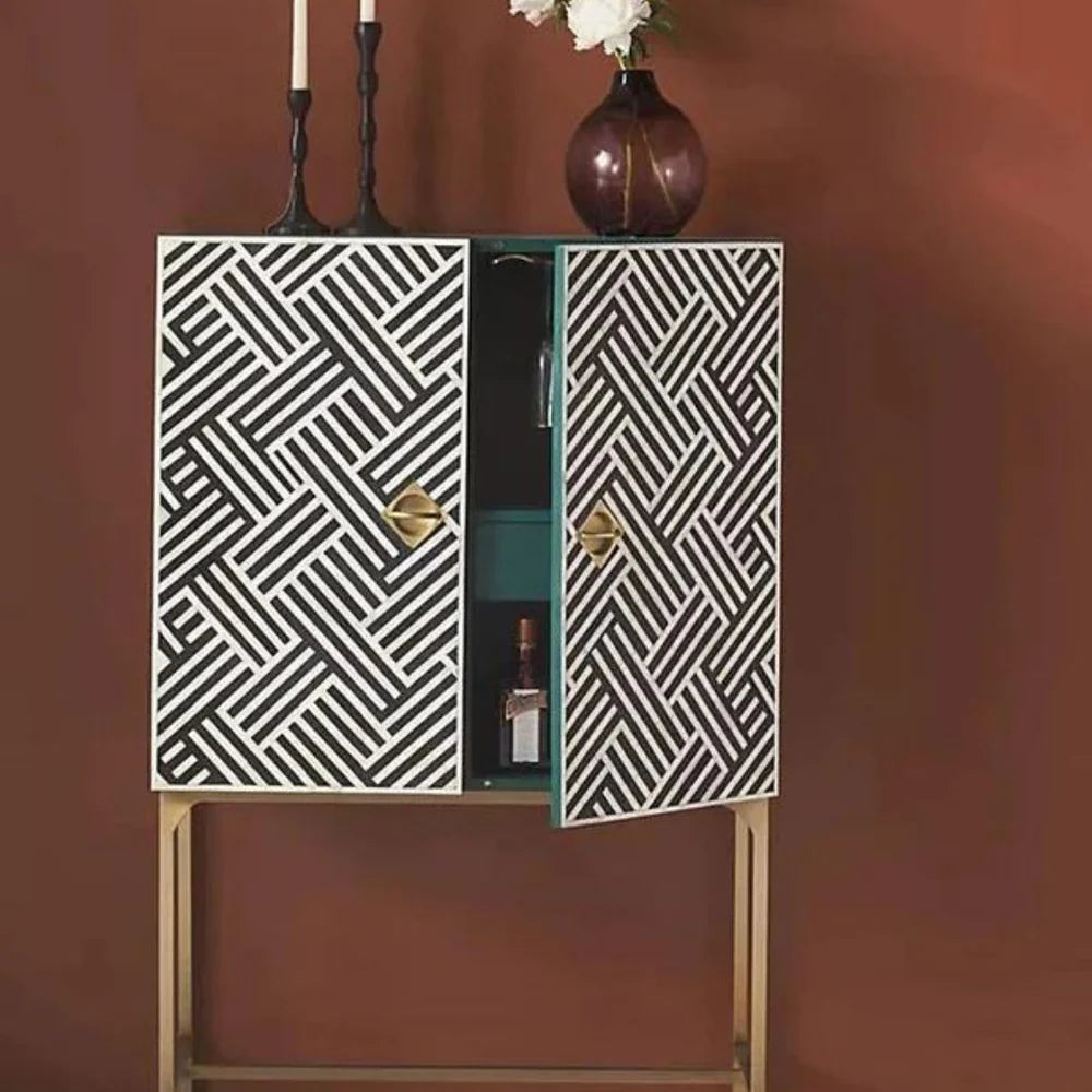 Inlay Storage Bar Cabinet - Chevron