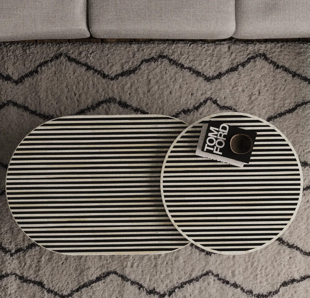 handmade bone inlay nesting coffee table, bone inlay furniture, living room furniture