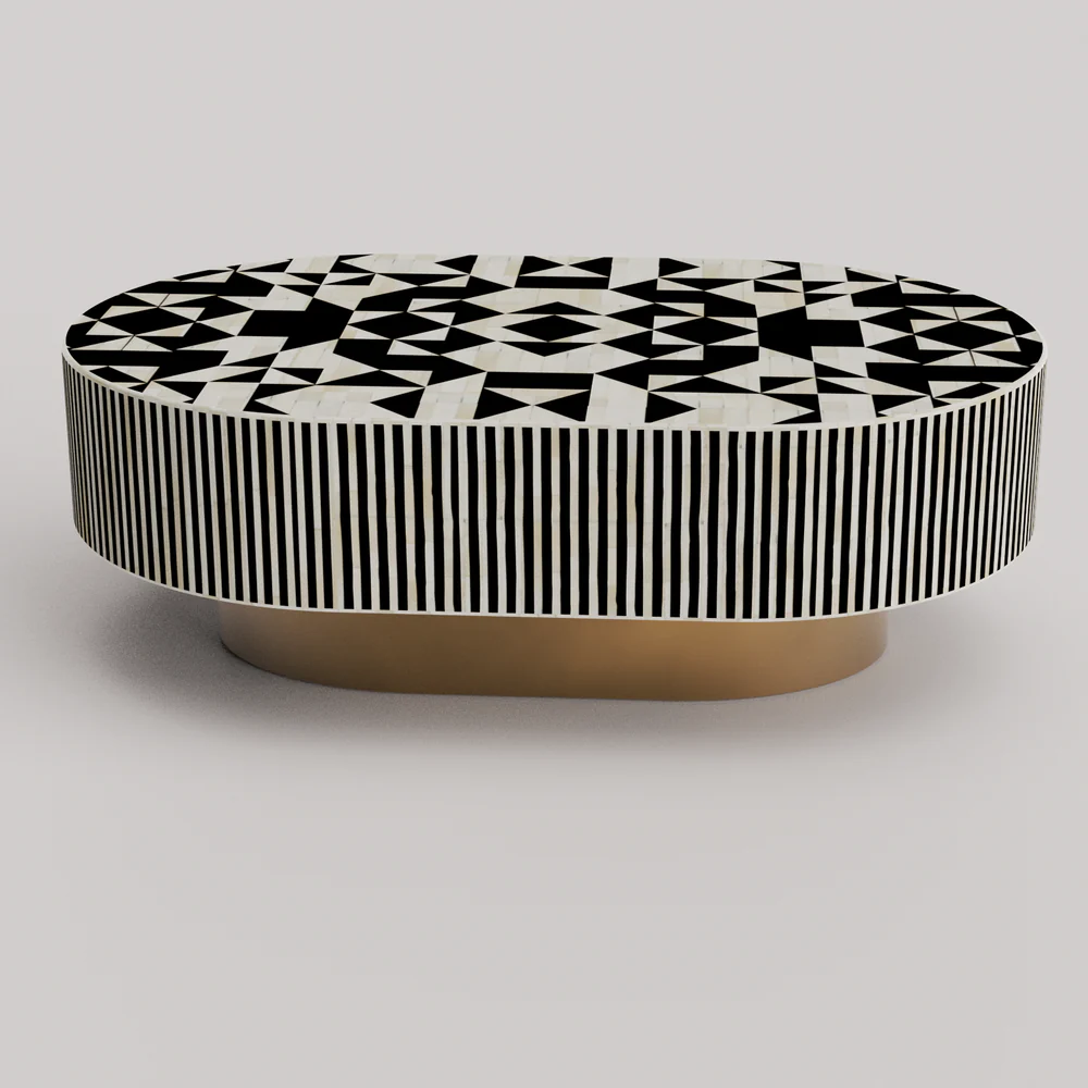 Inlay Jordan Oval Shape Coffee Table - Kingsley ,bone inlay coffee table bone inlay furniture