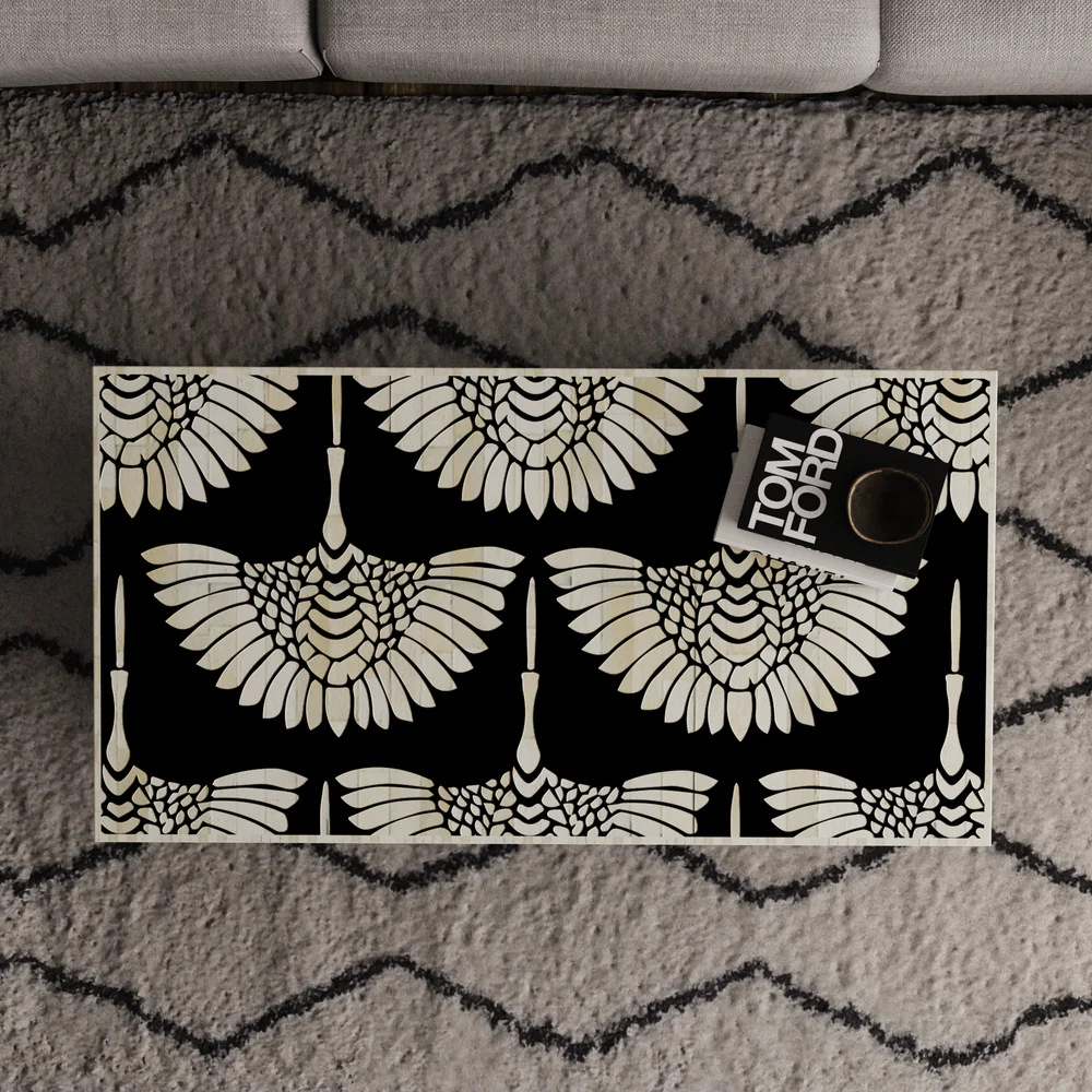 Inlay Luxom Rectangular Coffee Table - Tulip,handmade bone inlay coffee table, bone inlay furniture,   home decore crafts  Luxom Rectangular