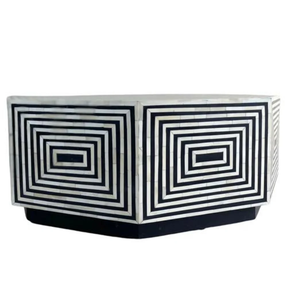 Inlay Hexagon Coffee Table - Harmony bone inlay funiture