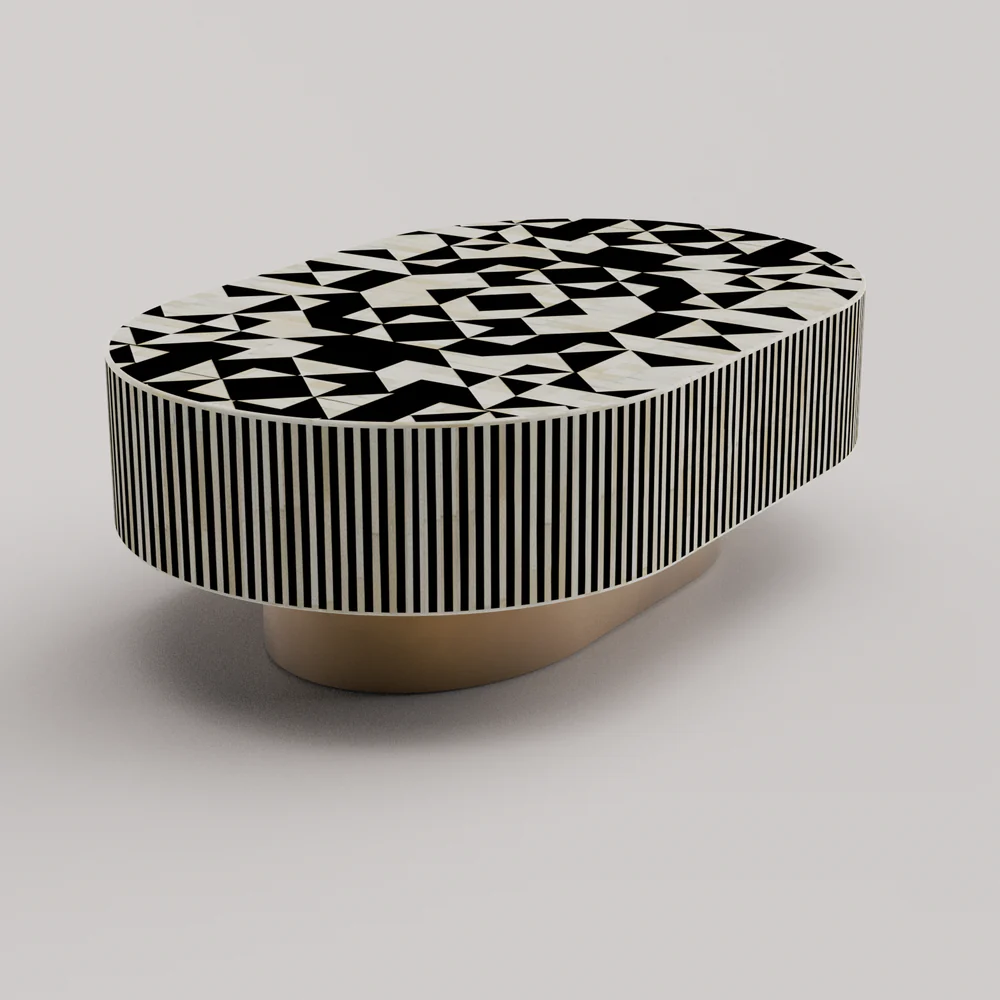 Inlay Jordan Oval Shape Coffee Table - Kingsley ,bone inlay coffee table bone inlay furniture