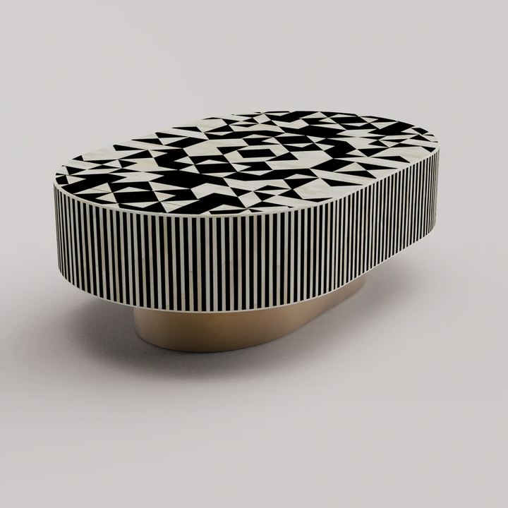 Inlay Jordan Oval Shape Coffee Table - Kingsley ,bone inlay coffee table bone inlay furniture