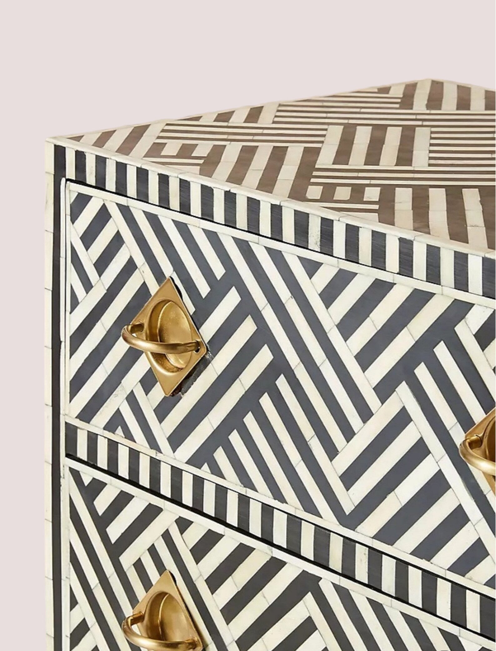 Bone Inlay Optical 9 Drawers Chest of Drawers Bone Inlay Drawers Dresser Bone Inlay Chest of Drawers Bone Inlay Furniture Storage MOP Inlay