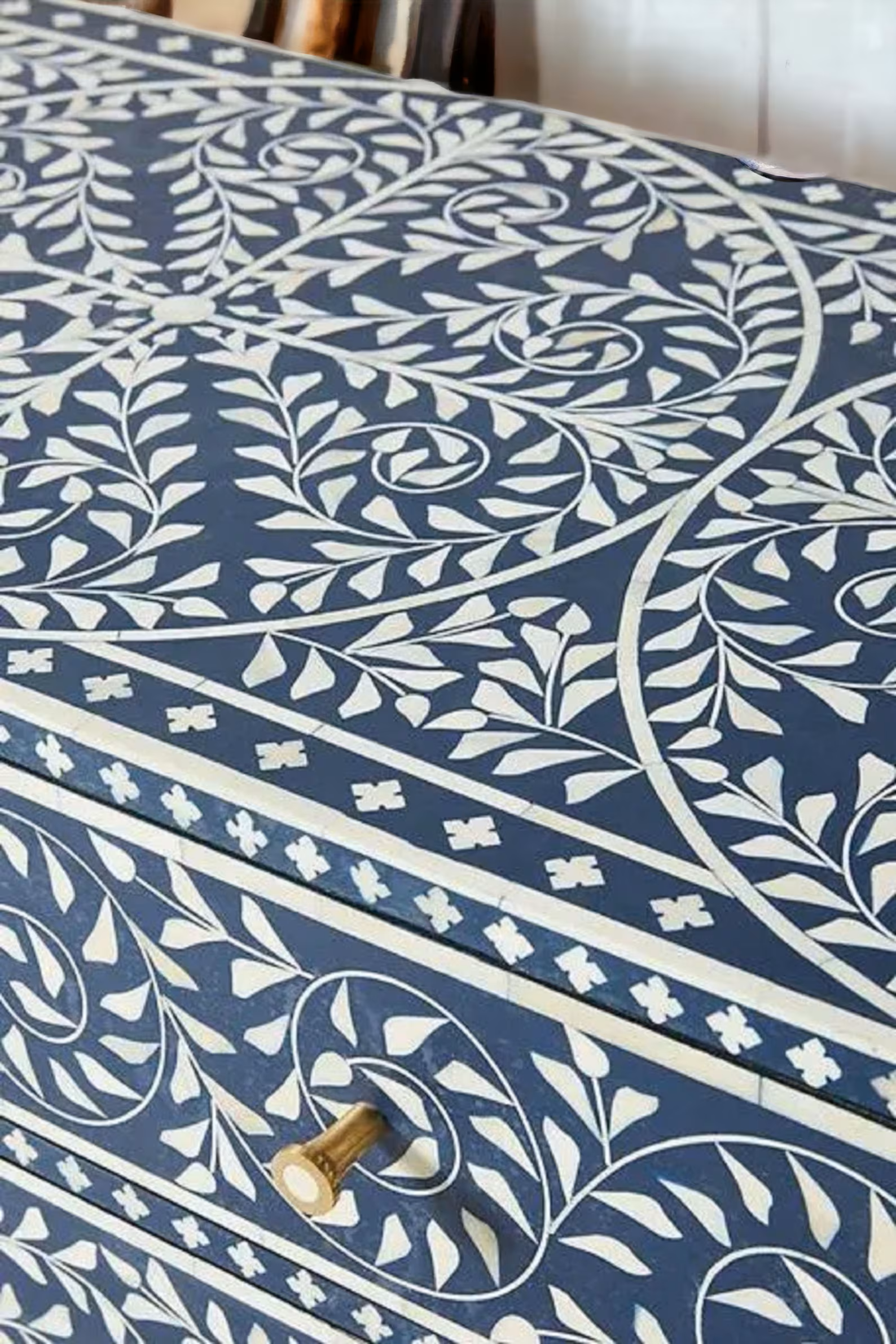 Bone Floral Inlay 6 Drawers Chest of Drawers, Bone Inlay Drawers Dresser, Bone Inlay Chest of Drawers, Bone Inlay Furniture Sideboard Floral