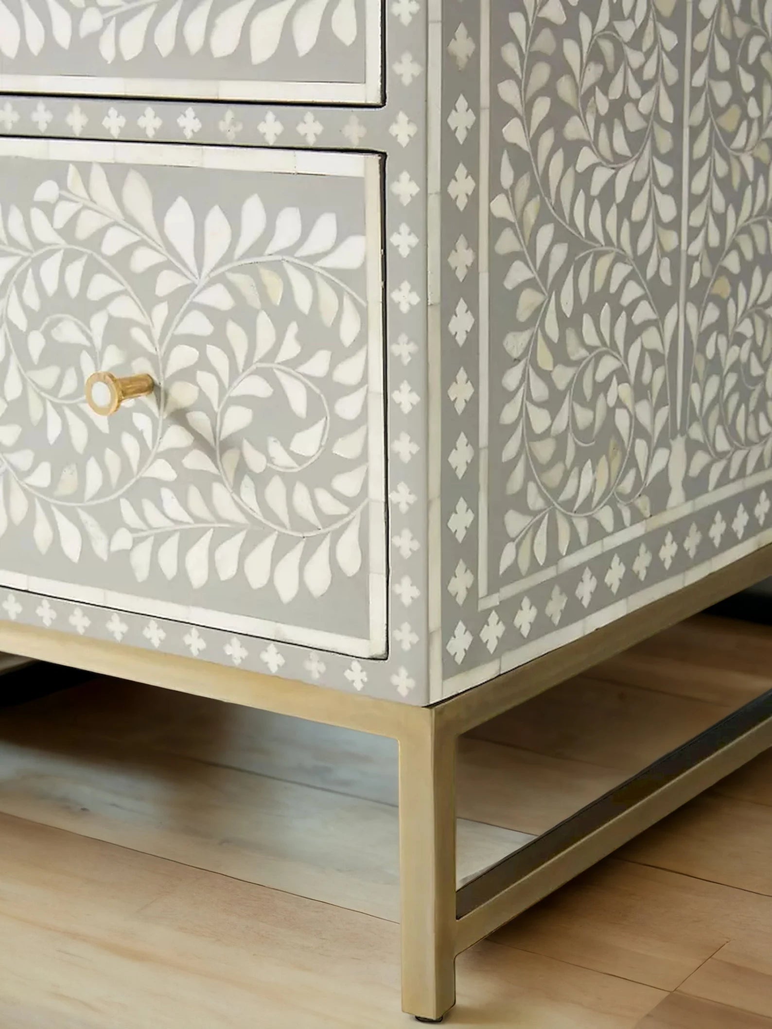 Bone Floral Inlay 6 Drawers Chest of Drawers, Bone Inlay Drawers Dresser, Bone Inlay Chest of Drawers, Bone Inlay Furniture Sideboard Floral