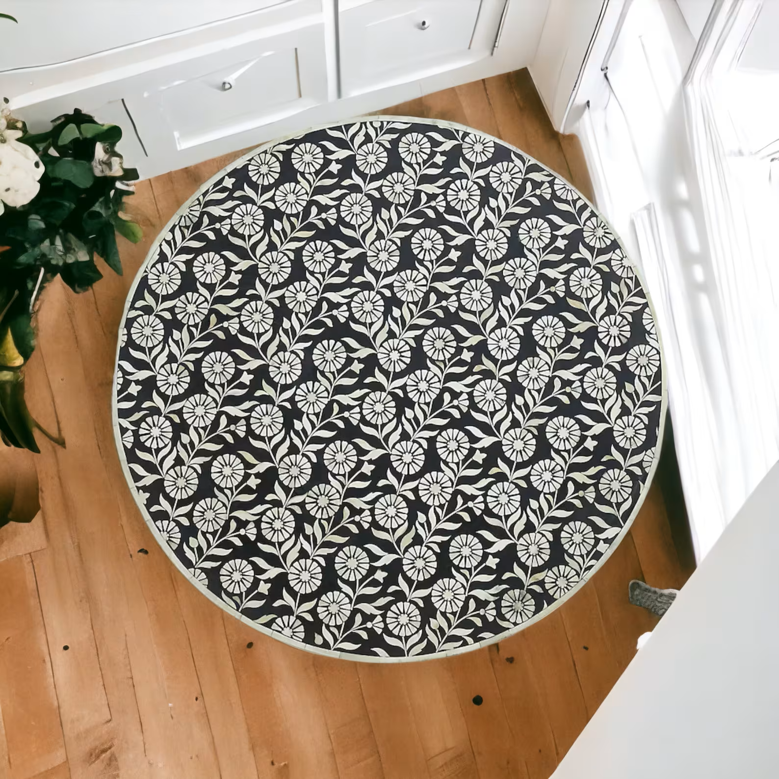 Handmade Bone Inlay Coffee Table, Camel Bone Inlay Table, Bone Flower Inlay Coffee Table, Bone Inlay Center Table, Bone Inlay Furniture