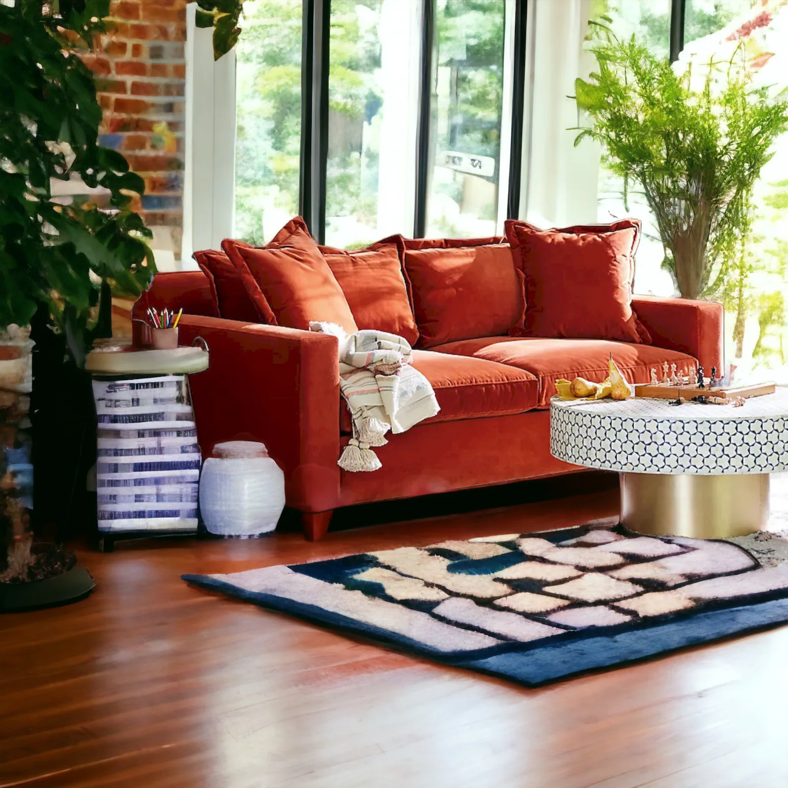 Handmade Targua Bone Inlay Coffee Table, Camel Bone Inlay Table, Bone Inlay Geometric Table, Bone Inlay Center Table, Bone Inlay Furniture