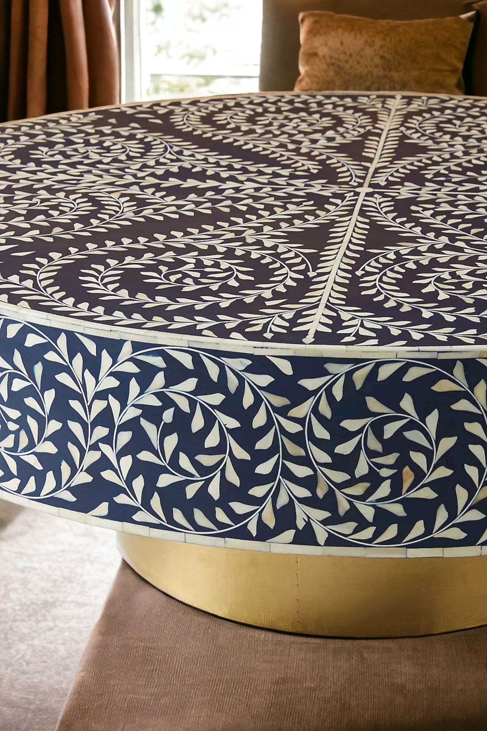 Handmade Bone Inlay Coffee Table, Camel Bone Inlay Table, Bone Inlay Floral Coffee Table, Bone Inlay Center Table, Bone Inlay Furniture