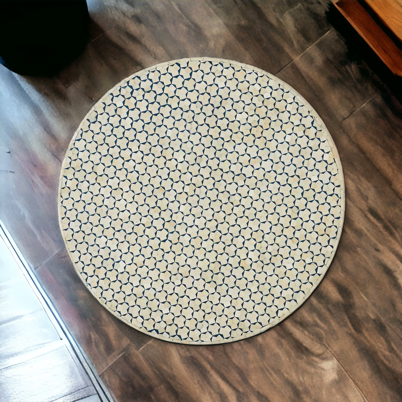 Handmade Targua Bone Inlay Coffee Table, Camel Bone Inlay Table, Bone Inlay Geometric Table, Bone Inlay Center Table, Bone Inlay Furniture