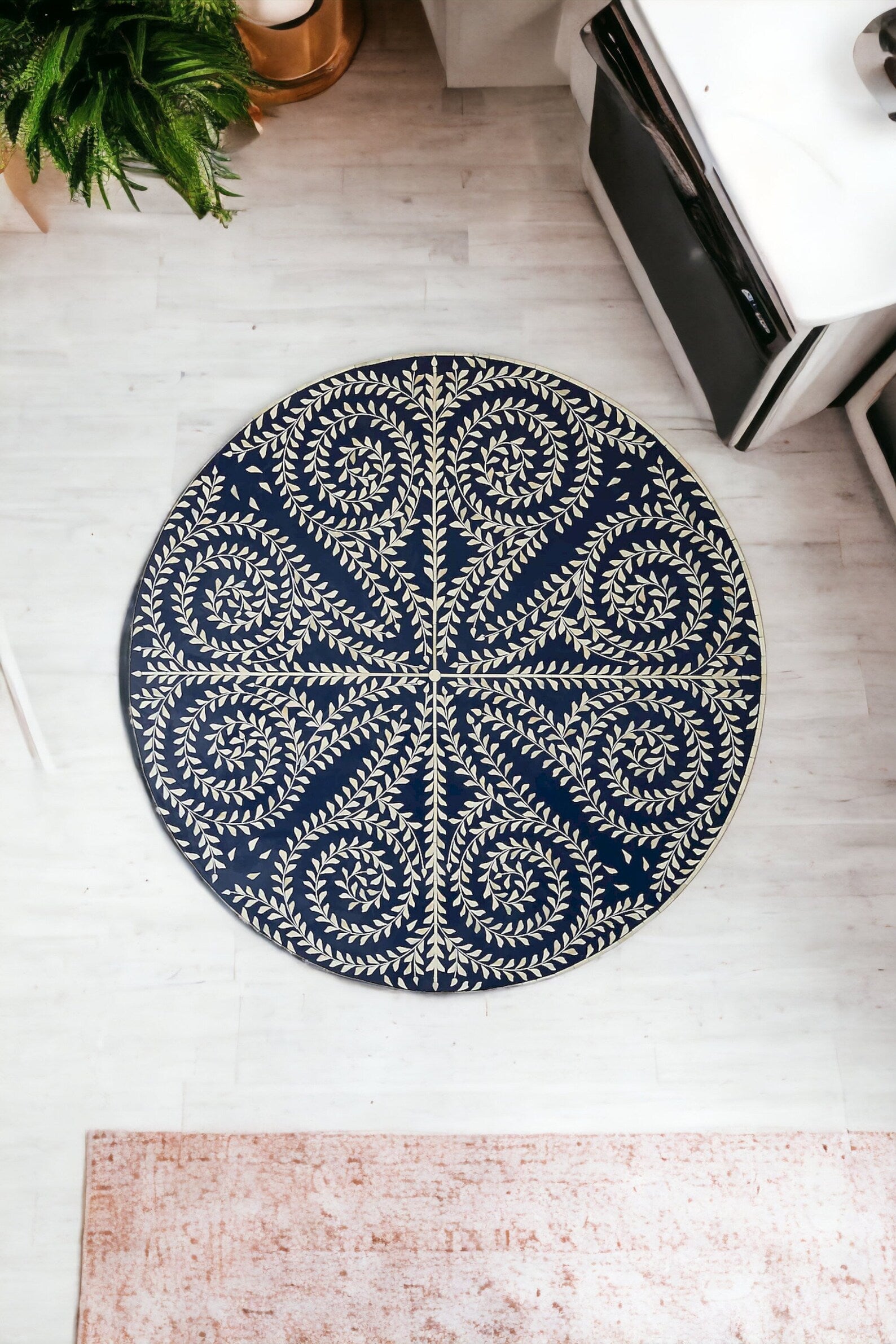 Handmade Bone Inlay Coffee Table, Camel Bone Inlay Table, Bone Inlay Floral Coffee Table, Bone Inlay Center Table, Bone Inlay Furniture