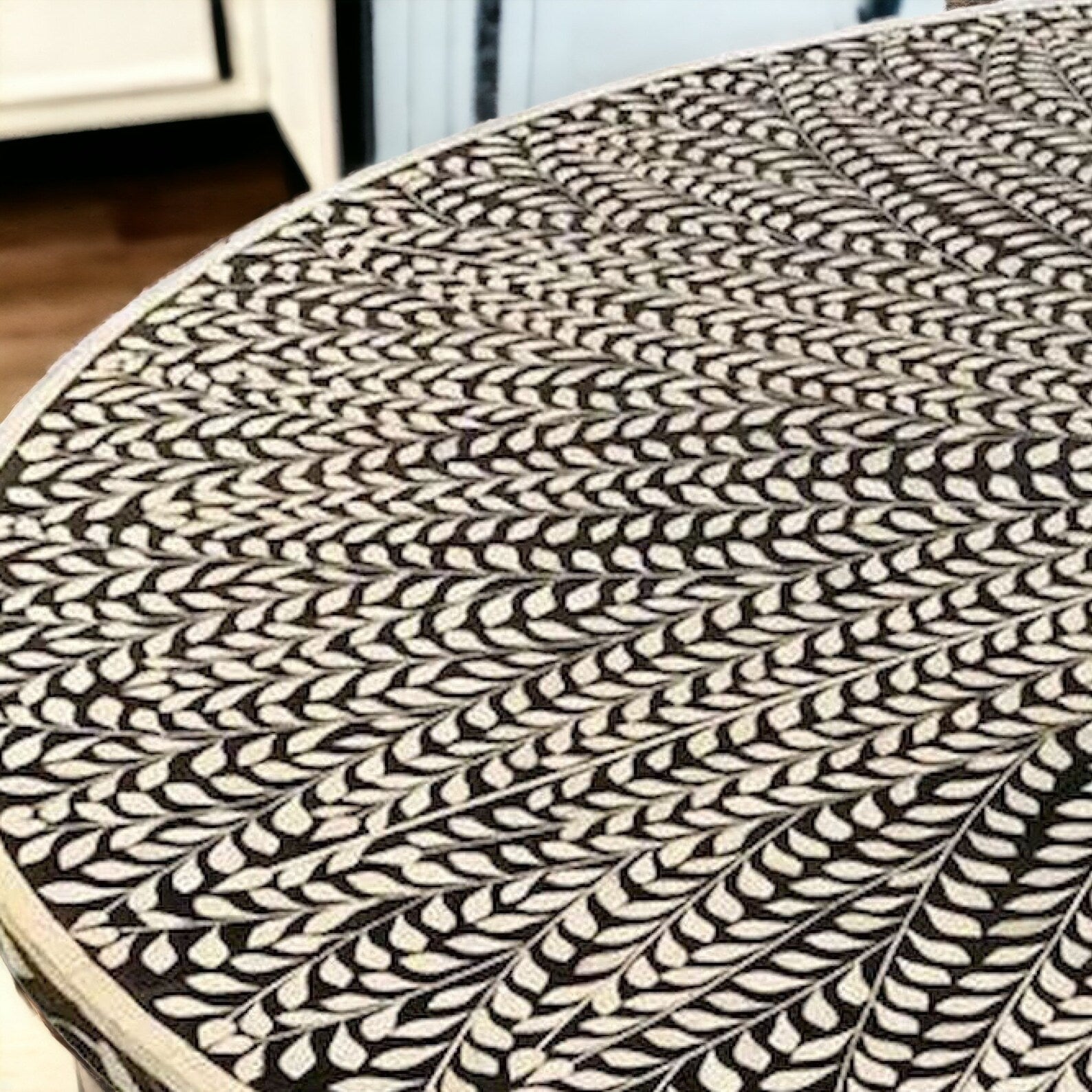 Handmade Bone Inlay Floral Design Dining Table, Bone Inlay Floral Round Dining, Bone Inlay Furniture, Bone Inlay Wooden Modern Dining Table