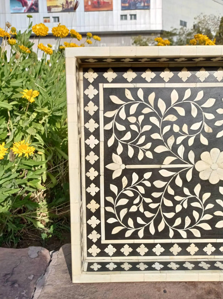 Handcrafted Bone Inlay Decorative Tray -Unique Valentine Gift Idea Ready to Ship