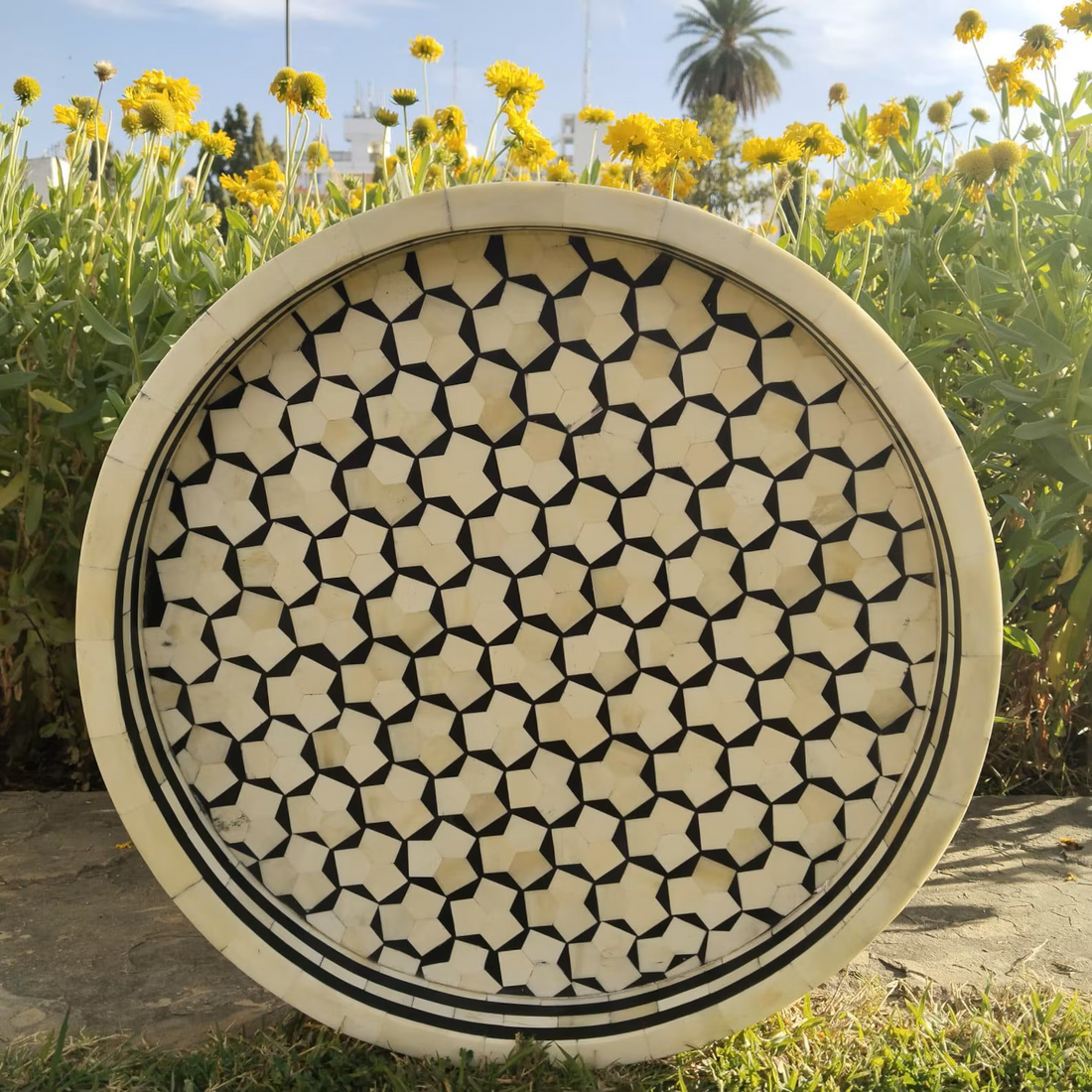 Handmade Bone Inlay Taruga Pattern Tray-Unique Valentine Day Gift Ready to Ship